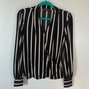 Adrianna Papell Striped Mock Wrap Top